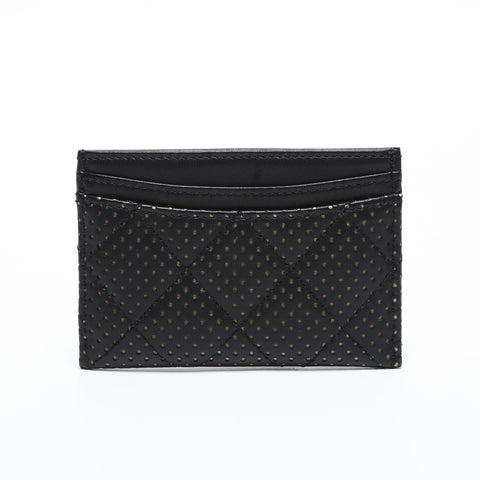 CHANEL Punched Leather Matelasse COCO Mark 11 Series 2006-2008 Card Case black WS23310