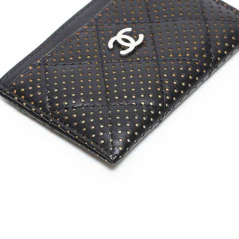 CHANEL Punched Leather Matelasse COCO Mark 11 Series 2006-2008 Card Case black WS23310