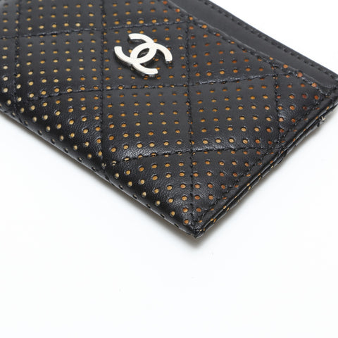 CHANEL Punched Leather Matelasse COCO Mark 11 Series 2006-2008 Card Case black WS23310