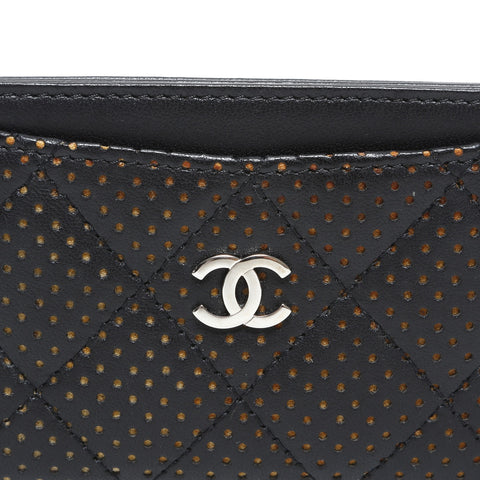 CHANEL Punched Leather Matelasse COCO Mark 11 Series 2006-2008 Card Case black WS23310