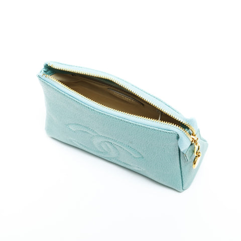 CHANEL No. 5 1997-1999 COCO Mark Caviar Skin Pouch green WS23311