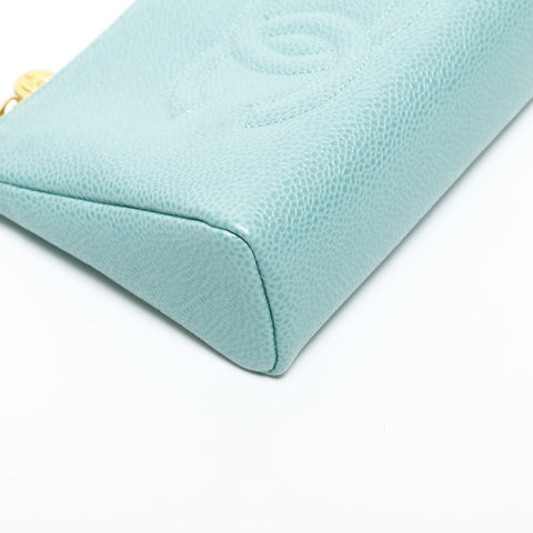 CHANEL No. 5 1997-1999 COCO Mark Caviar Skin Pouch green WS23311