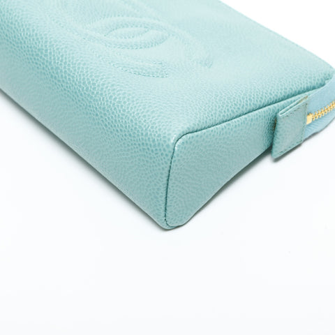 CHANEL No. 5 1997-1999 COCO Mark Caviar Skin Pouch green WS23311