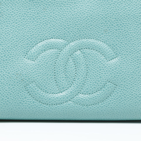 CHANEL No. 5 1997-1999 COCO Mark Caviar Skin Pouch green WS23311