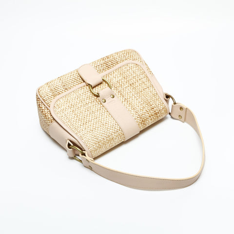 Chloe Raffia straw basket bag one belt Shoulder Bag beige WS23312