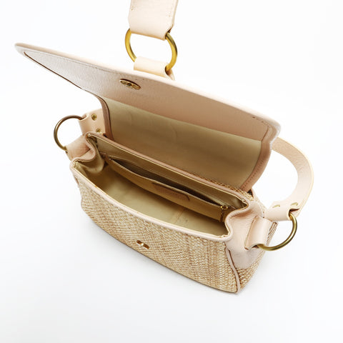 Chloe Raffia straw basket bag one belt Shoulder Bag beige WS23312