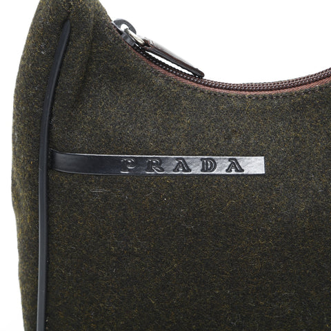 PRADA Wool Sport Line Hobo Bag Handbag green WS23313