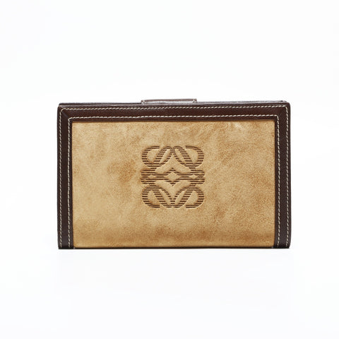 LOEWE Suede Anagram Bifold Wallet beige WS23315