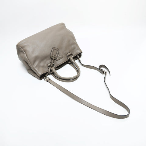 PRADA Leather 2way Handbag beige WS23317