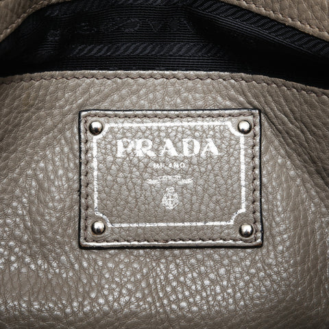 PRADA Leather 2way Handbag beige WS23317