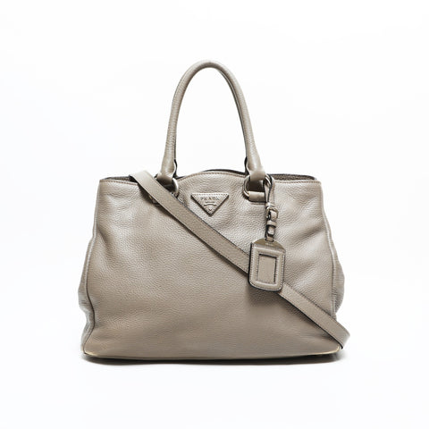 PRADA Leather 2way Handbag beige WS23317
