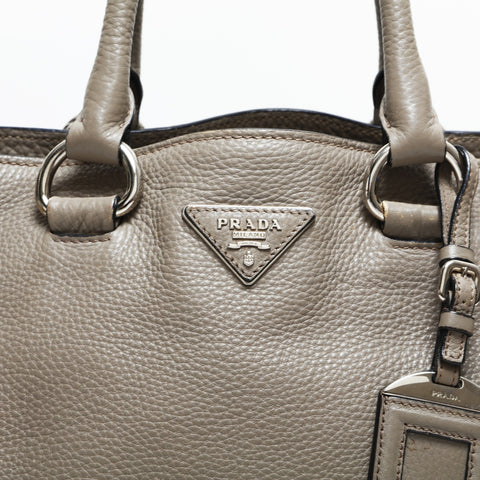PRADA Leather 2way Handbag beige WS23317