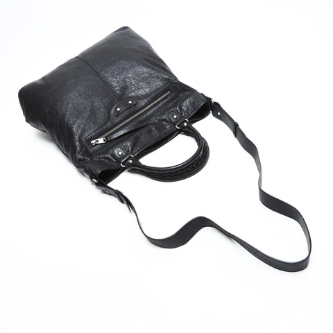 BALENCIAGA Classic 2way Leather Shoulder Bag black WS23322