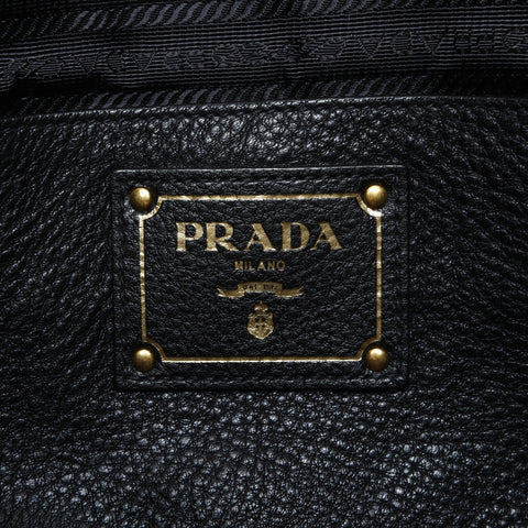 PRADA Leather 2way Handbag black WS23325