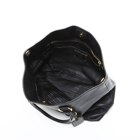 PRADA Leather 2way Handbag black WS23325
