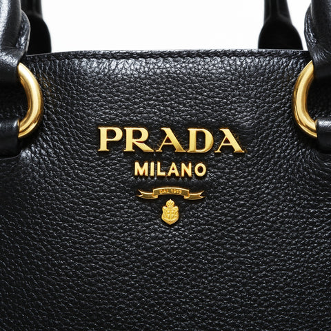 PRADA Leather 2way Handbag black WS23325