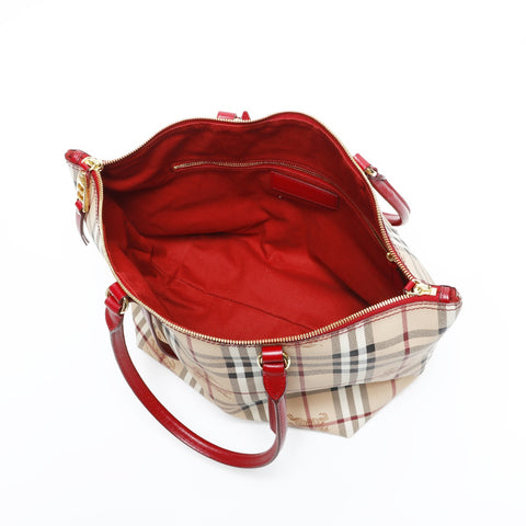 BURBERRY PVC Nova Check Red Shoulder Bag beige WS23326