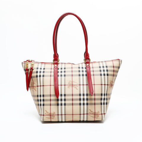BURBERRY PVC Nova Check Red Shoulder Bag beige WS23326