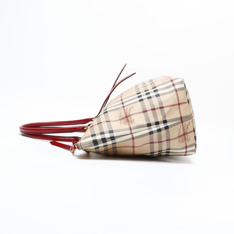 BURBERRY PVC Nova Check Red Shoulder Bag beige WS23326