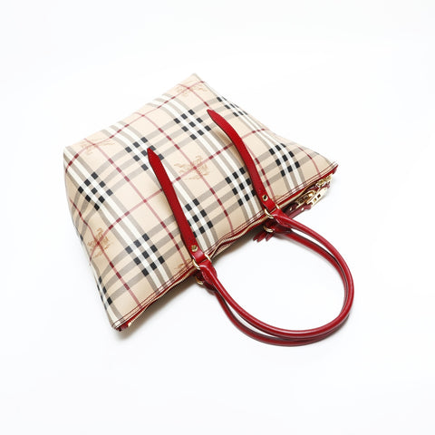 BURBERRY PVC Nova Check Red Shoulder Bag beige WS23326