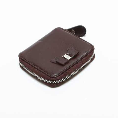 Salvatore Ferragamo Vara Ribbon Leather Coin case Brown WS23327