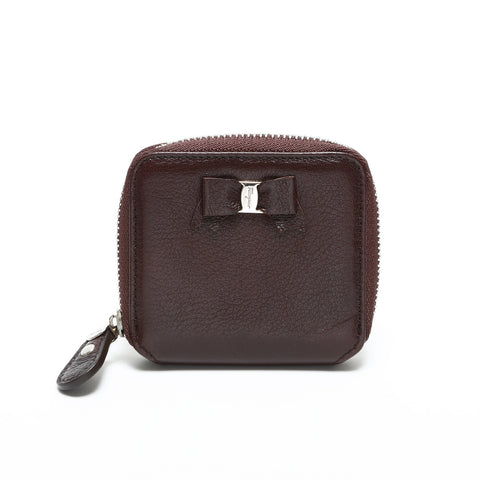 Salvatore Ferragamo Vara Ribbon Leather Coin case Brown WS23327