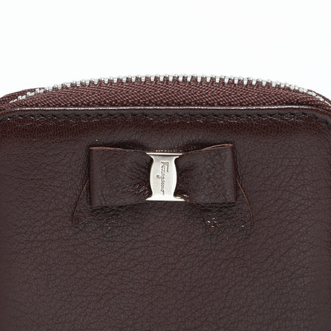 Salvatore Ferragamo Vara Ribbon Leather Coin case Brown WS23327