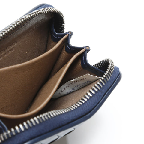 BOTTEGAVENETA INTRECCIATO Card Case Wallet Round Zip Compact Wallet Coin case blue WS23329