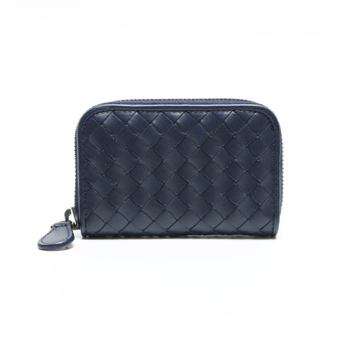 BOTTEGAVENETA INTRECCIATO Card Case Wallet Round Zip Compact Wallet Coin case blue WS23329