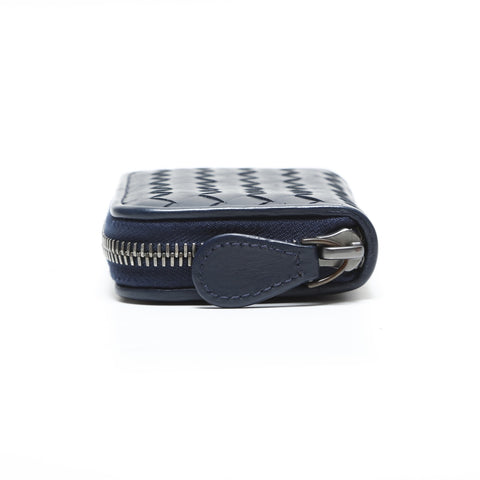 BOTTEGAVENETA INTRECCIATO Card Case Wallet Round Zip Compact Wallet Coin case blue WS23329