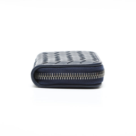 BOTTEGAVENETA INTRECCIATO Card Case Wallet Round Zip Compact Wallet Coin case blue WS23329
