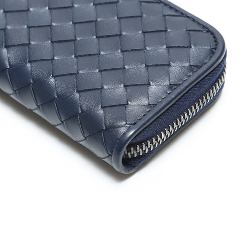 BOTTEGAVENETA INTRECCIATO Card Case Wallet Round Zip Compact Wallet Coin case blue WS23329