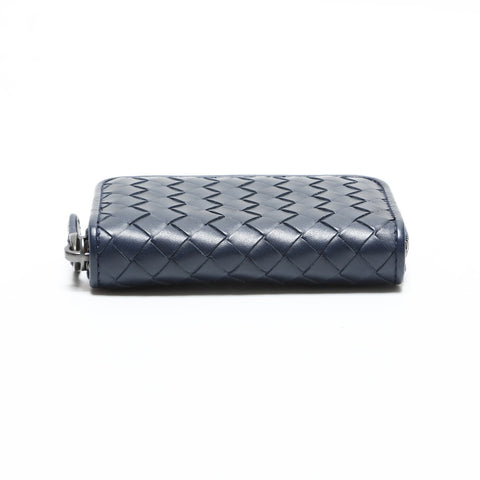 BOTTEGAVENETA INTRECCIATO Card Case Wallet Round Zip Compact Wallet Coin case blue WS23329