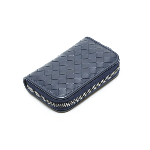 BOTTEGAVENETA INTRECCIATO Card Case Wallet Round Zip Compact Wallet Coin case blue WS23329