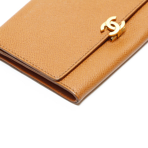 CHANEL No. 5 1997-1999 Leather Pouch Bifold Wallet Brown WS23332