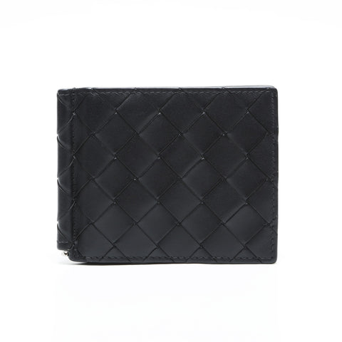 BOTTEGAVENETA INTRECCIATO MONEY CLIP Bifold Wallet black WS23333