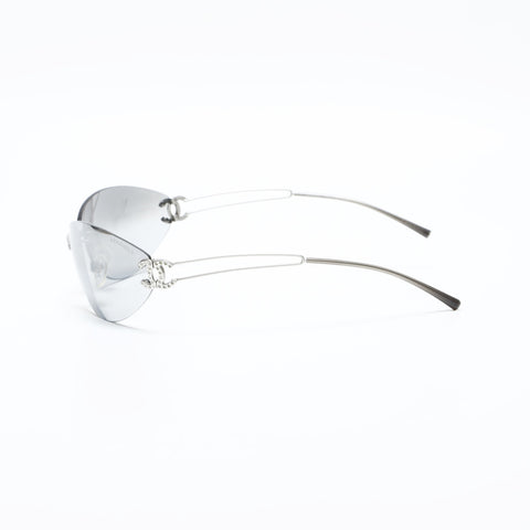 CHANEL Rimless Gradient Lense COCO Mark sunglasses Silver WS23334