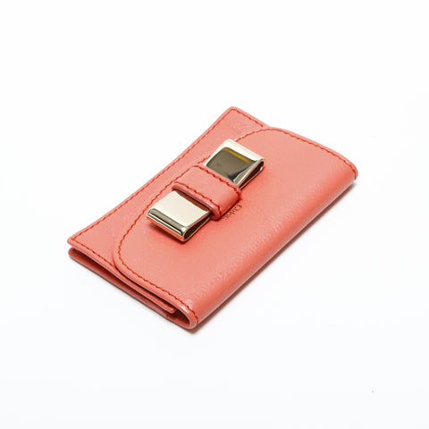 Chloe Leather Ribbon Card Case pink WS23338