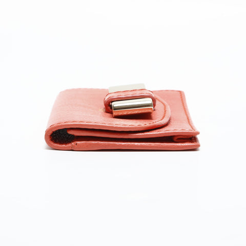Chloe Leather Ribbon Card Case pink WS23338