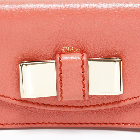 Chloe Leather Ribbon Card Case pink WS23338