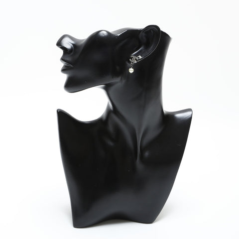 CHANEL 10A 2010 Rhinestone COCO Mark Pearl Pierce Silver WS23343