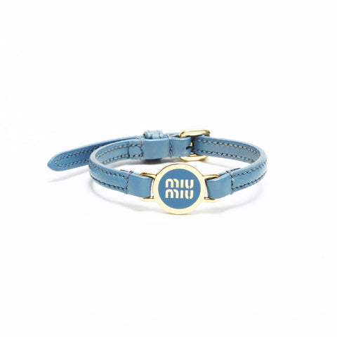 Miu Miu logo leather bracelet blue WS23345