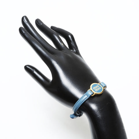 Miu Miu logo leather bracelet blue WS23345