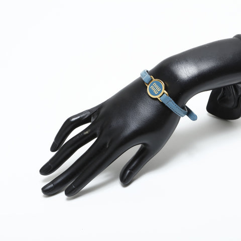 Miu Miu logo leather bracelet blue WS23345