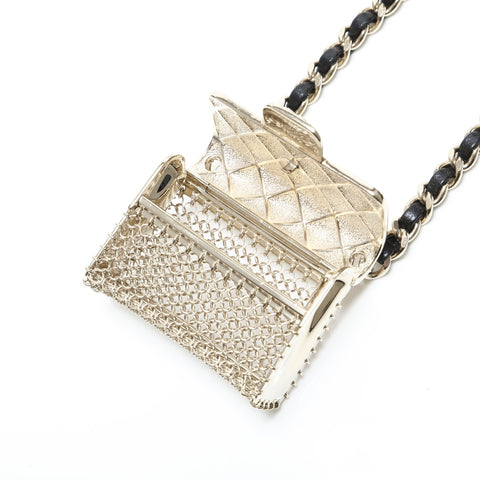 CHANEL B21S 2021 Matelasse Chain Bag Pendant Necklace gold WS23346