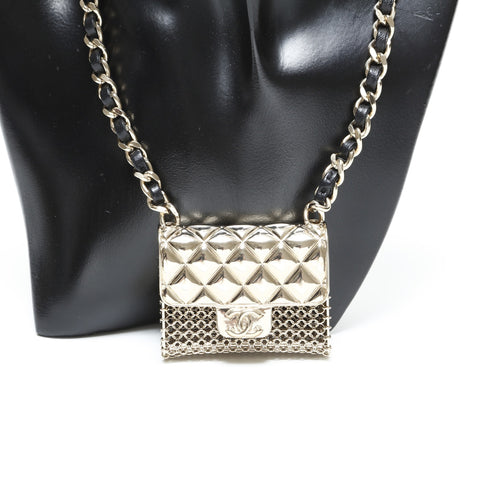 CHANEL B21S 2021 Matelasse Chain Bag Pendant Necklace gold WS23346