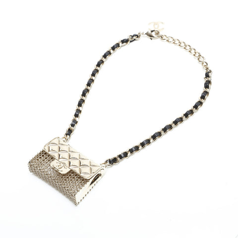 CHANEL B21S 2021 Matelasse Chain Bag Pendant Necklace gold WS23346