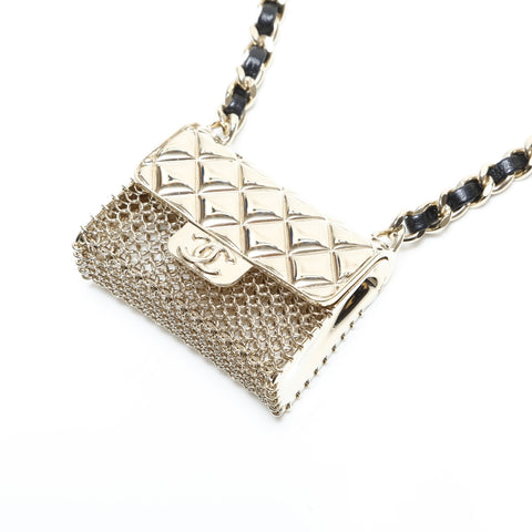 CHANEL B21S 2021 Matelasse Chain Bag Pendant Necklace gold WS23346
