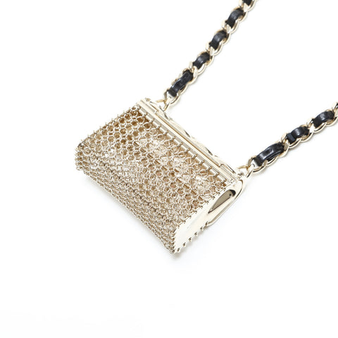 CHANEL B21S 2021 Matelasse Chain Bag Pendant Necklace gold WS23346