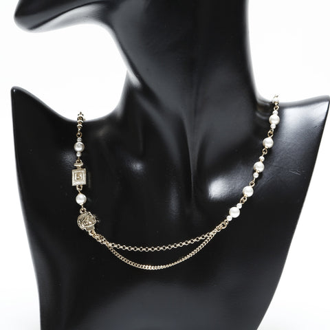 CHANEL A20C 2020 Icon Motif Pearl Necklace gold WS23348